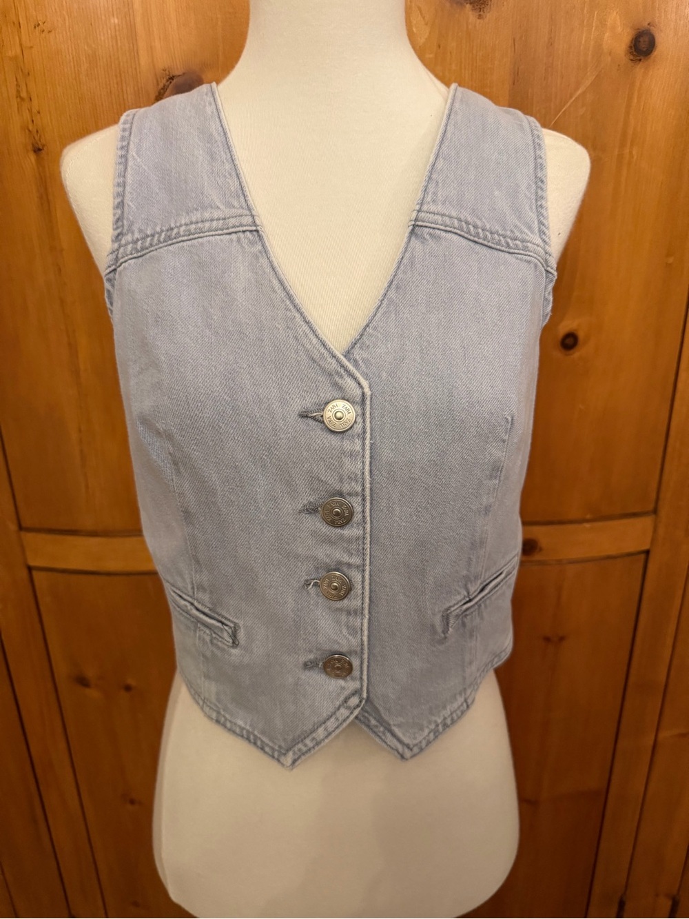 Zara Light Wash Denim Vest - Button Front, NWT